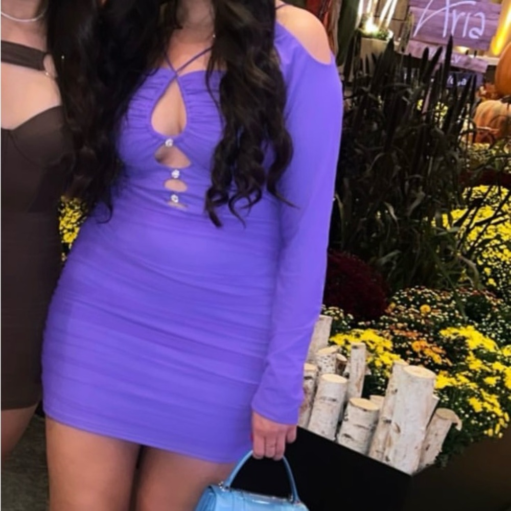 Purple Ruche Dress